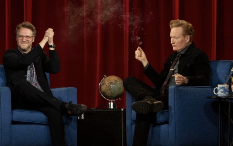 Conan O’Brien and Seth Rogen Share a Joint On Stage